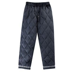 俞兆林男式睡裤开门禁冬季法兰绒三层夹棉加厚加绒家居裤尿口珊瑚