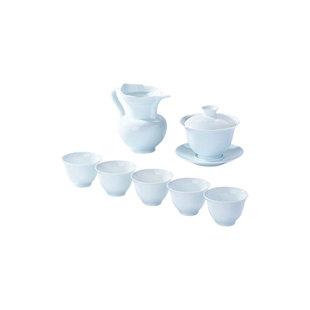 景德镇官方陶瓷功夫茶具高温影青茶壶盖碗茶杯礼盒套装高端送礼