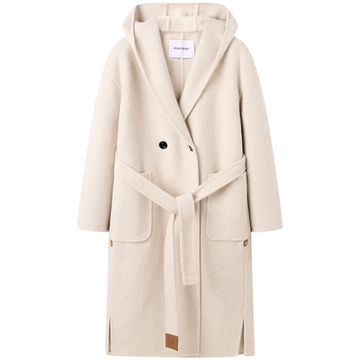 太平鸟年冬季连帽双面呢大衣A1AAE4473