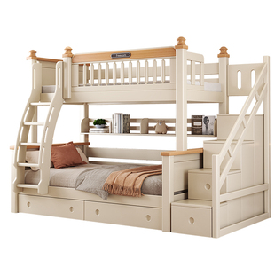 樱桃木上下床全实木儿童高低床侧梯定制两层子母床上下铺木床双层