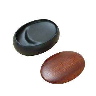 掌中宝原石砚台初学入门学生随身歙砚书法书画天然石头墨池墨碟文