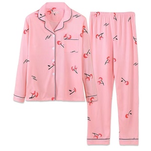 网红简约睡衣女纯棉长袖长裤两件套格子韩版春秋可外穿学生家居服