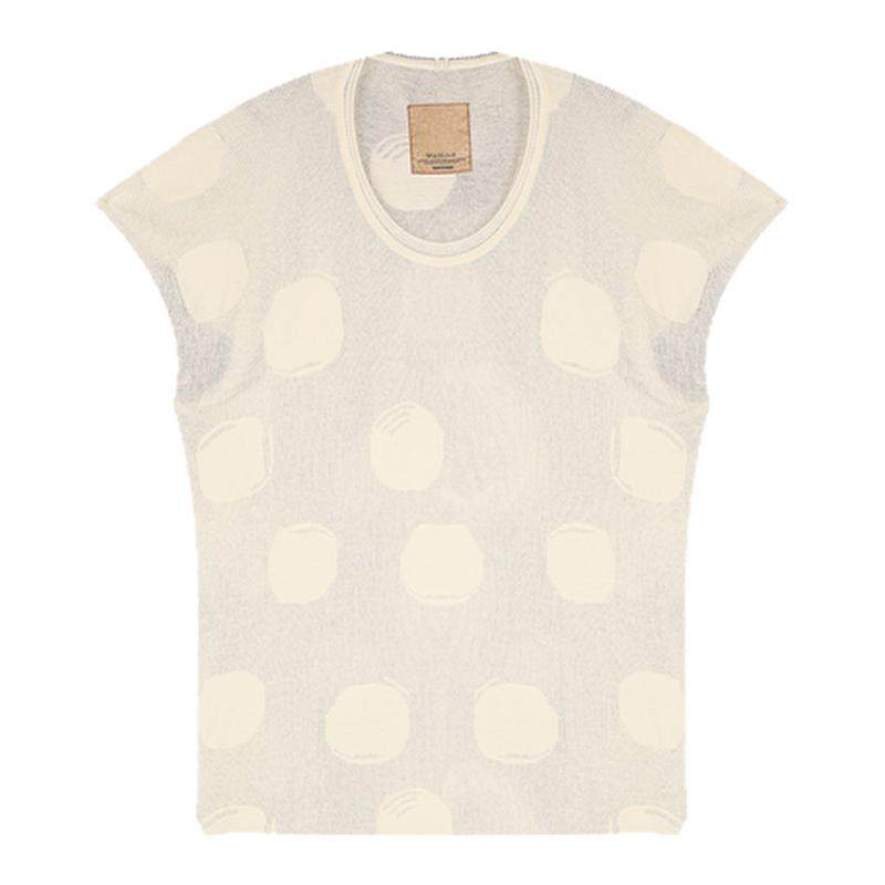 CHU楚妞[波趣]纯棉波点提花短袖T恤2025夏季新款女慵懒风打底上衣