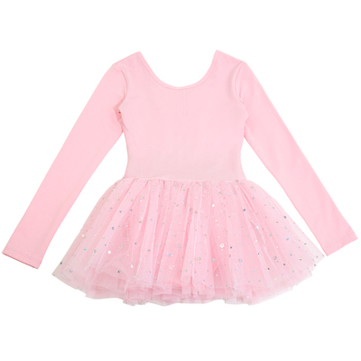 儿童舞蹈服女长袖连体演出蓬蓬裙