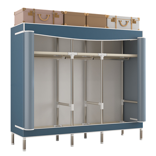 衣柜卧室家用拉链全封闭简易钢管组装加粗加厚布艺出租房宿舍衣橱