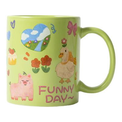 小鸭花花陶瓷漱口杯刷牙杯情侣