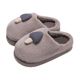 利达妮蘑菇厚底拖鞋男士2025新款居家用保暖毛绒可爱棉拖鞋女3452