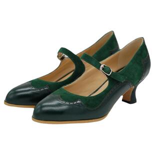 奈里法式古典墨绿洛丽塔公主鞋小圆头矮粗跟仙女鞋英伦旗袍赫本鞋
