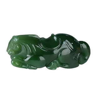 玉说和田玉生肖马吊坠男女款玉坠双色碧玉立体唐马玉佩玉石挂件