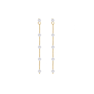 耳钉新款2025爆款珍珠长款流苏气质耳环高级感小众方圆脸显瘦耳饰