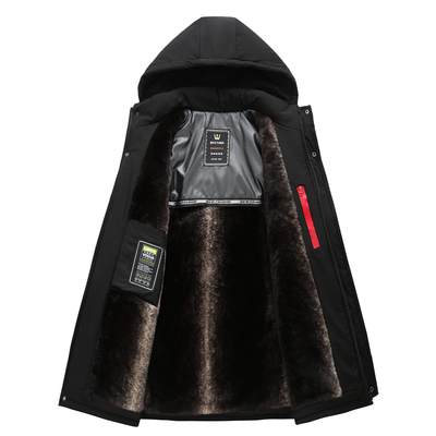 中老年男士加厚连帽棉衣