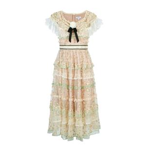 华服系列-玫瑰之约LULUALWAYS立体层次感飘逸连衣裙女