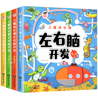 全套4册 儿童左右脑智力开发 益智游戏启蒙认知书籍2-4-6岁幼儿园学前班基础逻辑力专注力训练幼小衔接专项训练