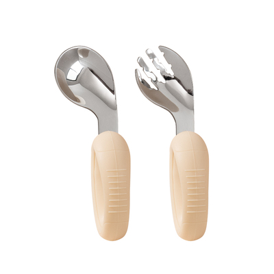 beeshum硅胶圆柄316不锈钢叉勺