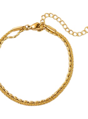 不掉色钛钢手链女18k金手饰品