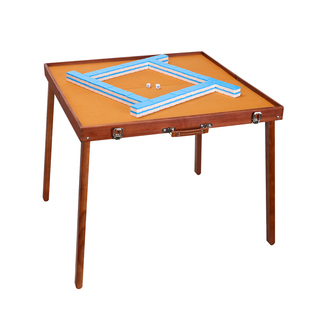 便携式户外麻将露营折叠加高麻将桌套装手提胡桃木纹旅游宿舍旅游