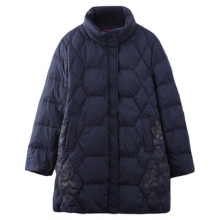 依佈中老年女士冬装新款鹅绒服妈妈装加厚保暖中长款羽绒服外套