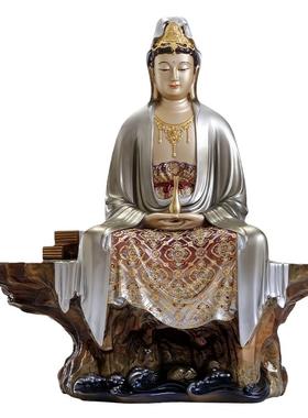 新中式铜雕观音佛像掐丝镶金