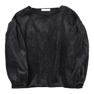 日单精品灯芯绒卫衣女23L77907宽松阔版灯笼九分袖春秋休闲套头衫