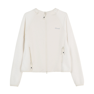 云上生活【云白】格纹肌理插肩袖短款连帽防风外套女2026春季上衣