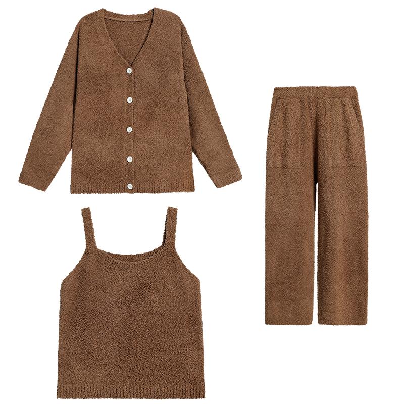 半边绒可外穿家居服三件套