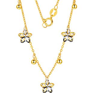 ZJUZ彩金项链女18K金项链黄金锁骨链K金套链吊坠玫瑰金项链送女友