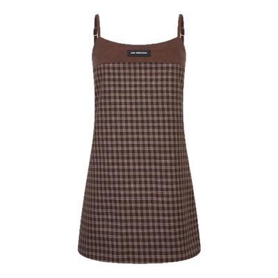 ANN ANDELMAN 新款女士格子拼皮吊带连衣裙银泰百货 301286