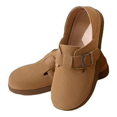 百思图春夏商场新款复古一脚蹬勃肯鞋懒人鞋女休闲单鞋BG318CA4