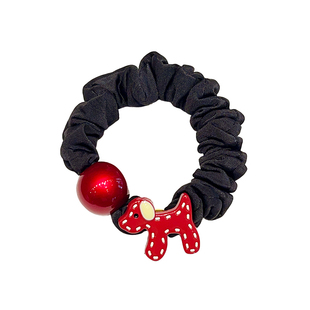 红色新年小狗圆球头绳橡皮筋女2026新款发圈扎马尾高弹力皮套头饰