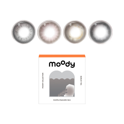 【自营】moody彩色隐形眼镜美瞳月抛2片精选系列大小直径自然棕