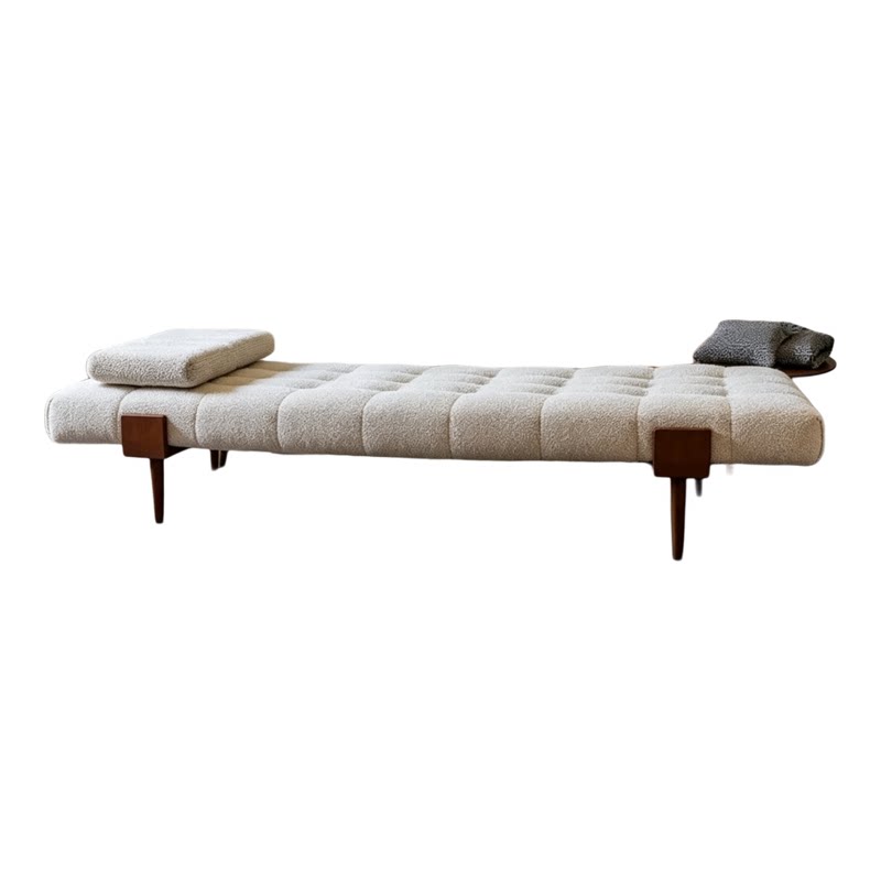 中古风实木床尾凳羊羔绒沙发凳