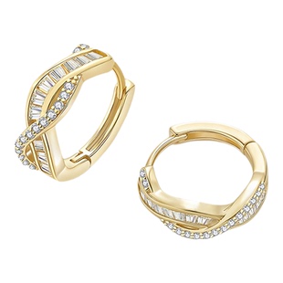 AJIDOU阿吉豆耳环法式轻奢金色女款交织线条高级感显气质耳圈耳饰