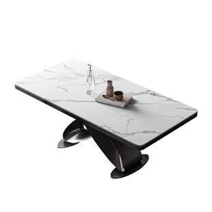 意式轻奢依诺岩板餐桌家用长方形石墨烯加热暖菜带电磁炉佛山家具