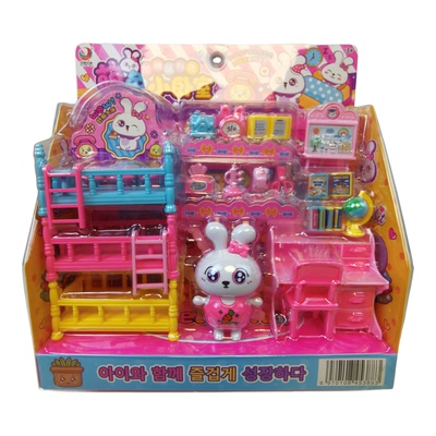 加腾粉红女孩仿真双人床过家家