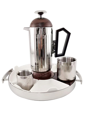 意式轻奢不锈钢咖啡器具样板房茶几茶水壶杯碟金色银色厨房装饰品