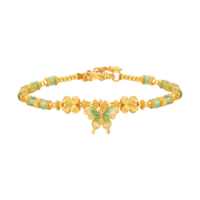 明牌珠宝古法黄金金桂梦蝶手链