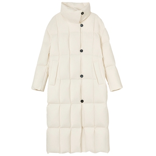 【匈牙利白鹅绒】LANCY/朗姿2025冬新款时尚立领直筒长款羽绒服女