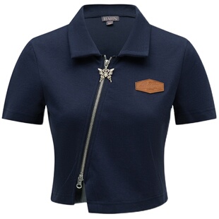 rarn斜襟拉链翻领短袖RA23SS121