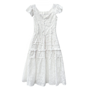 【李兰迪同款】俗集原创 两穿设计 公主裙小白裙白色法式连衣裙