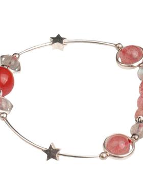 红玛瑙草莓晶手链蓝月光石