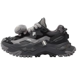 FILA FUSION斐乐潮牌硬糖鞋女鞋秋冬款厚底增高黑色通勤鞋运动鞋