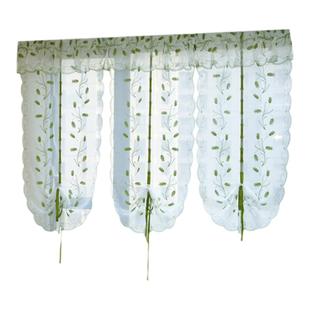 田园窗帘免打孔罗马帘扇形提拉厨房窗帘纱帘客厅装饰半帘短帘美式