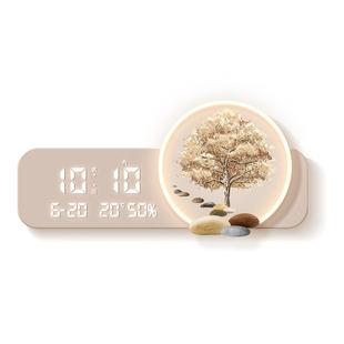 发财树餐厅万年历挂钟电子屏时钟2026新款钟表壁挂式电子表高颜值