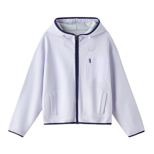 CLOUDSPACE【轻氧外套】华夫格肌理撞色连帽卫衣拉链开衫外套春季