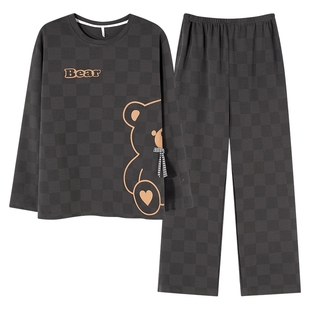男士睡衣春秋纯棉长袖长裤可爱卡通大码宽松可外穿轻奢家居服套装