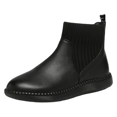 软底软面短靴女平底真皮妈妈棉鞋