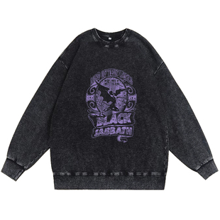 摇滚Black Sabbath黑色安息日圆领卫衣水洗做旧男女宽松纯棉潮牌