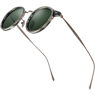 板材太阳镜FONEX超轻复古男圆形