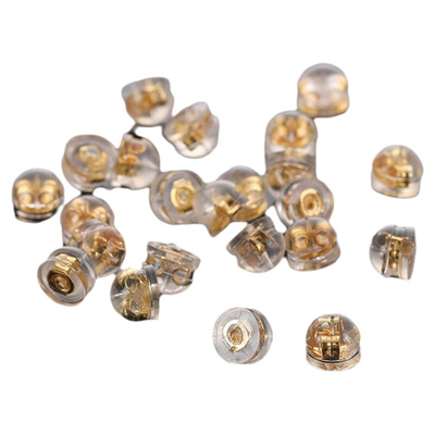 耳堵超紧防掉硅胶耳钉后塞18k金塞子镀金防过敏神器超细防滑圆形