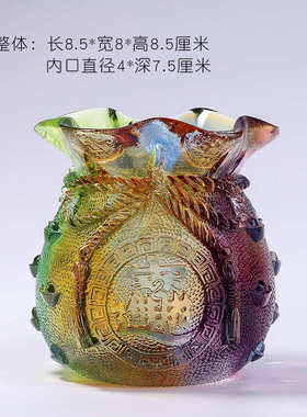 琉璃金蟾袋代代有财招财进宝聚宝盆前台开业乔迁高档礼品招财摆件